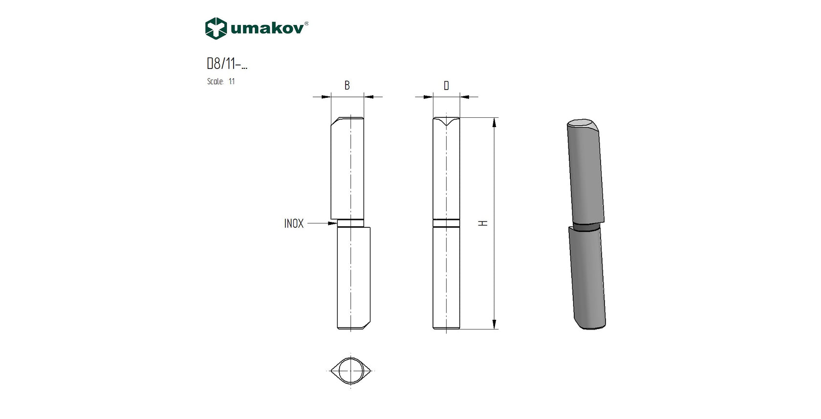 INOX záves navariteľný D14, L100mm