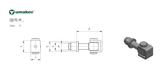 INOX záves nastav. s navariteľnou maticou M16