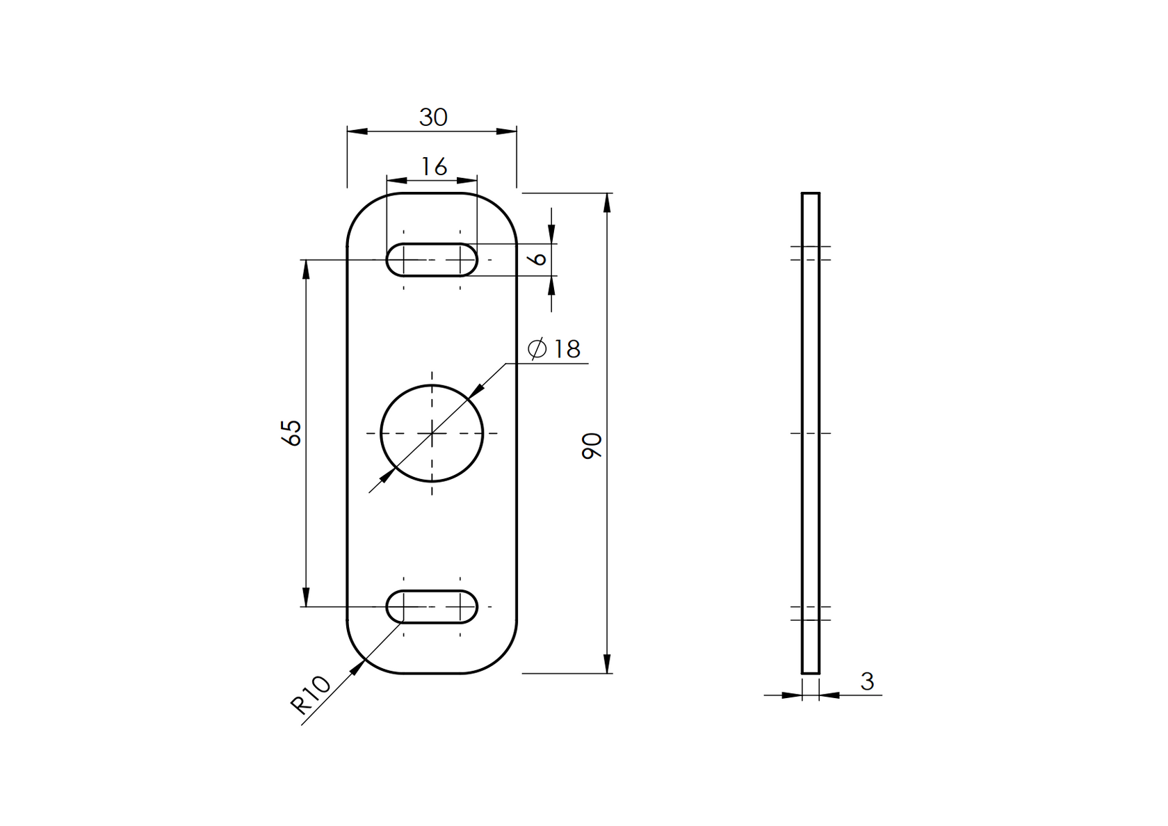 Záves - platňa, INOX, 30x90x3mm