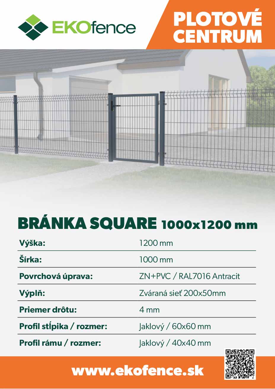 Kapufél 1kr. SQUARE ZnPVC 1000x1200mm antracit