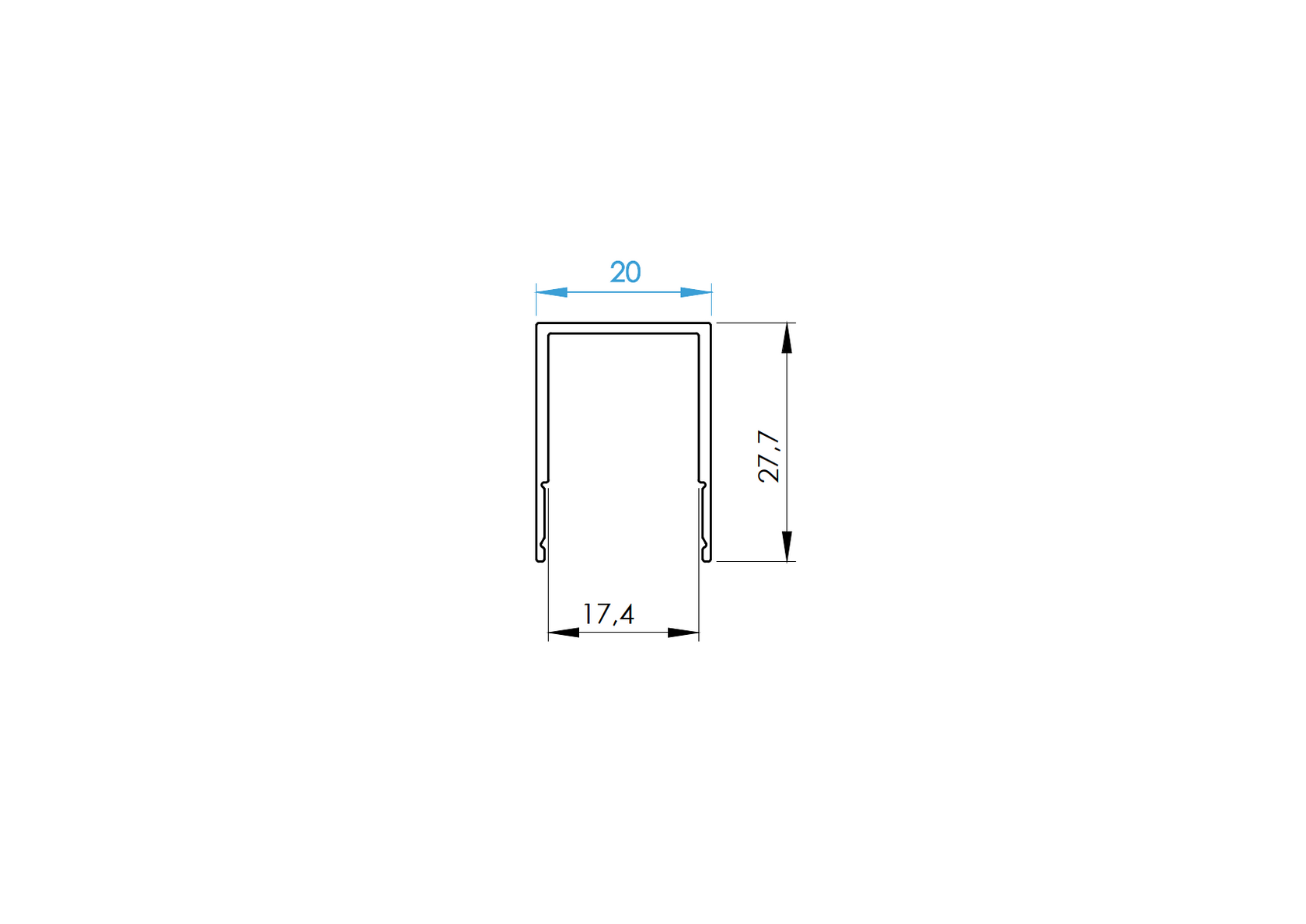 Hliníková oddeľovacia lišta výplne FG/F20 - 20mm R7016