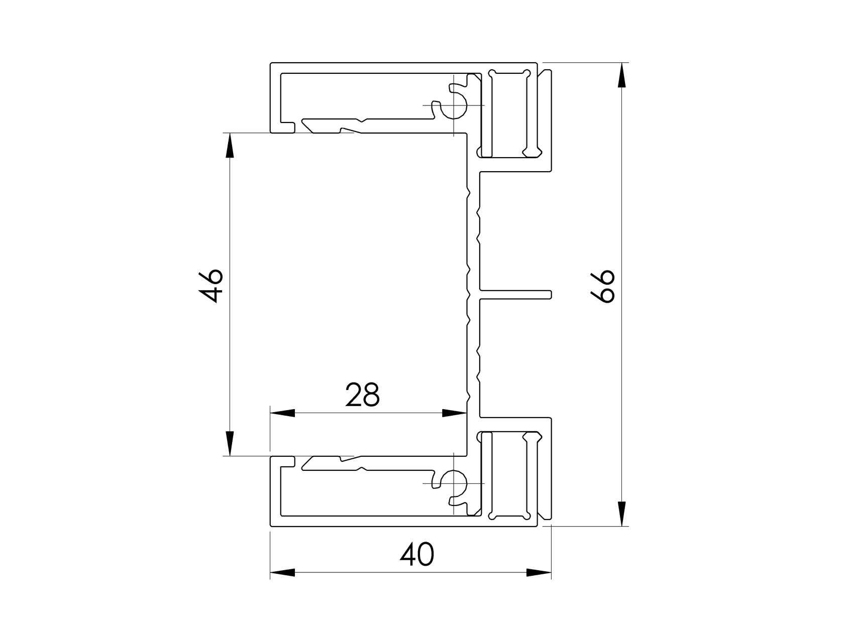Hliníkový adaptér 66x40-1200mm pre žalúzie do 46mm R7016