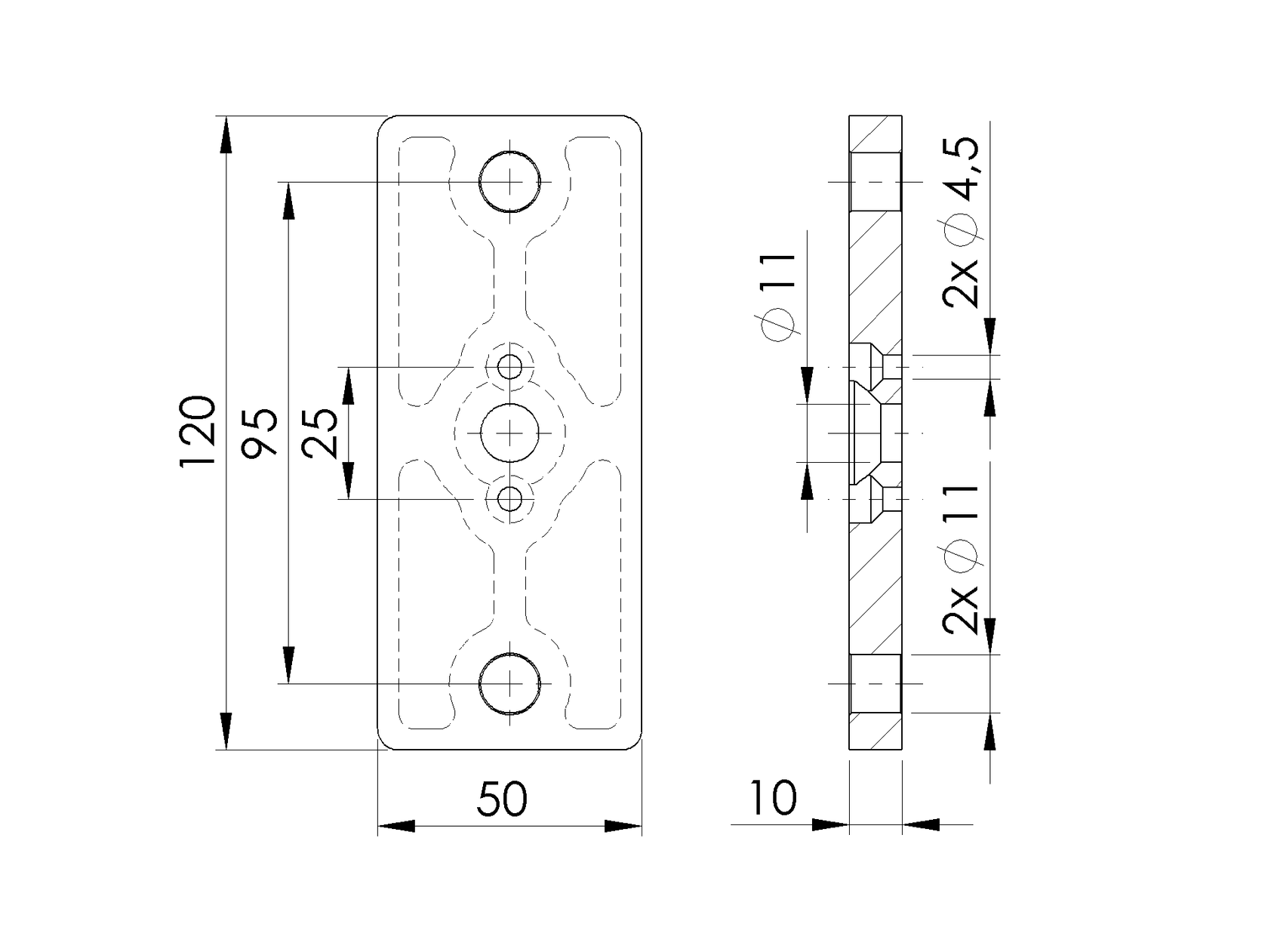 Nerezová kotviaca platňa pre stĺpik 50x60 R7016