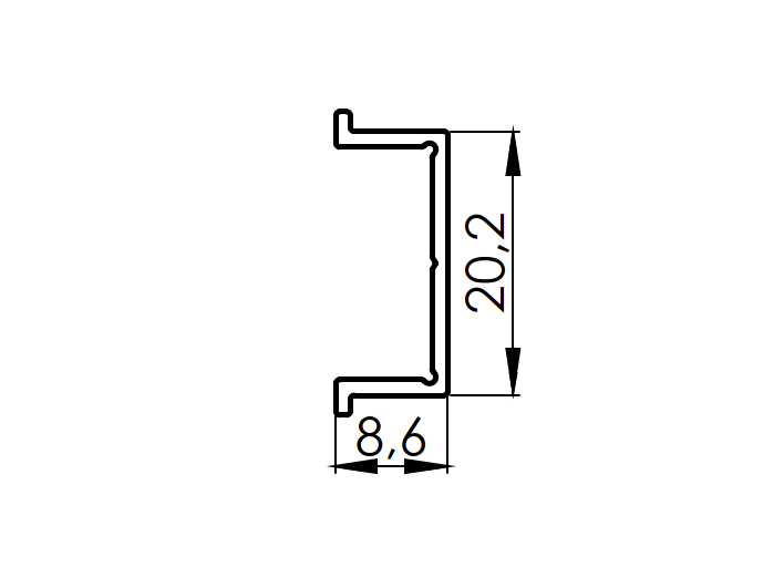 Krycia lišta úzka pre stĺpikove profily 20mm R7016