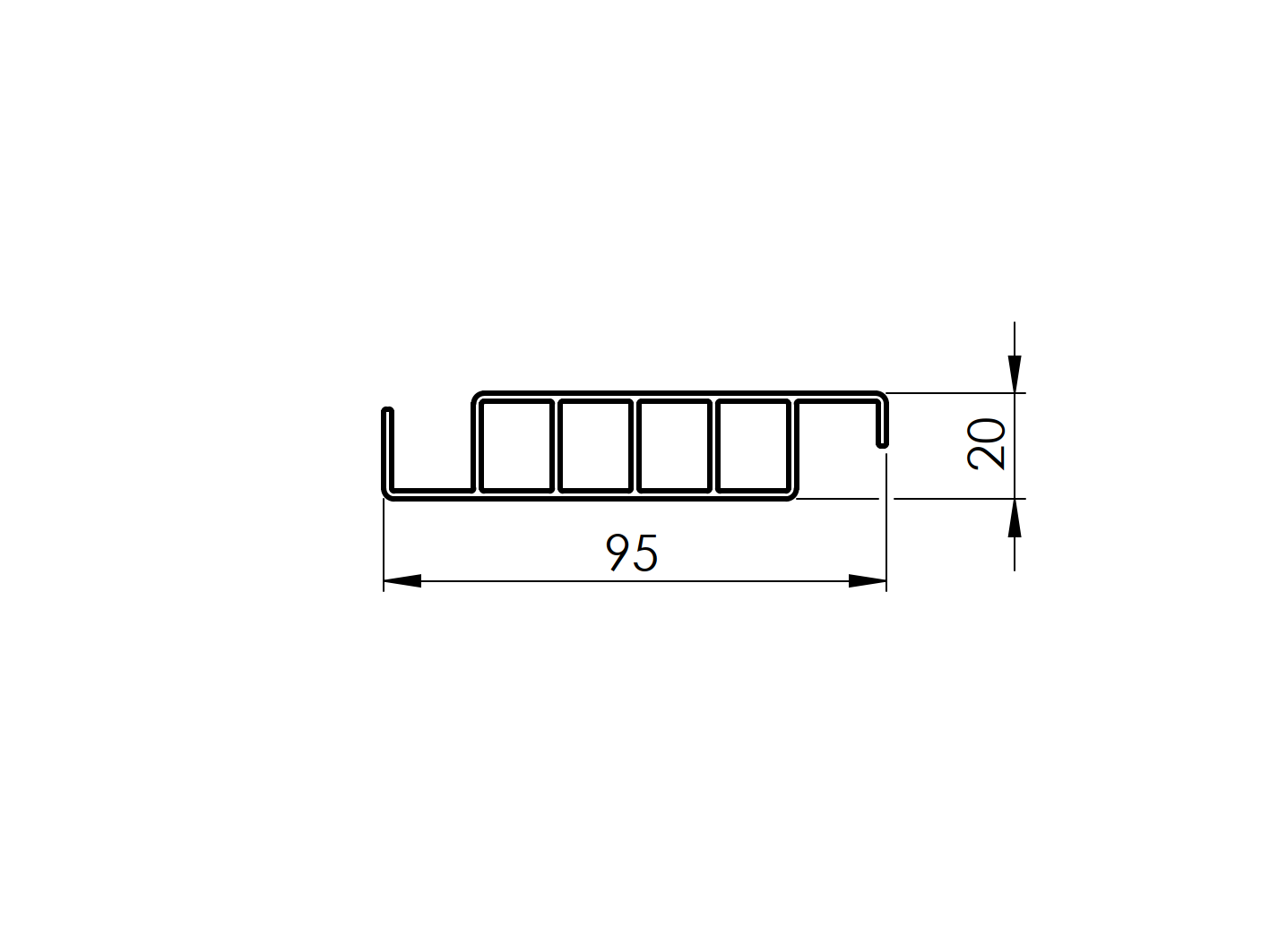 Hliníková výplň 20x95 - 2400mm, biela