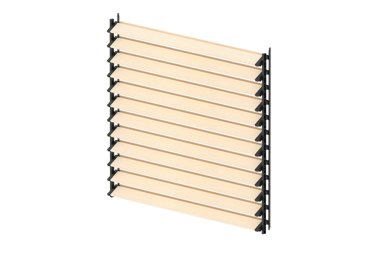 Set Black Aluminum Horizontal Tilting System 1.09 m with 1.2 m Pine Wood Infill 19x95