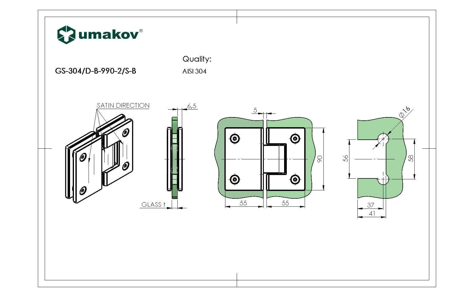 Záves pre sklenené dvere sklo/sklo +/- 90stup. AIS