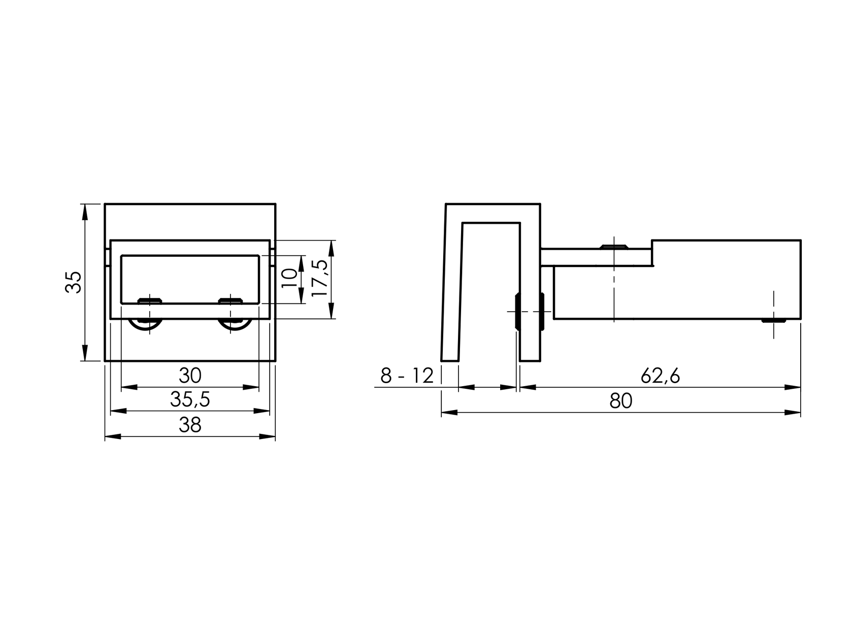Držiak stabilizátora priamy sklo adaptívny