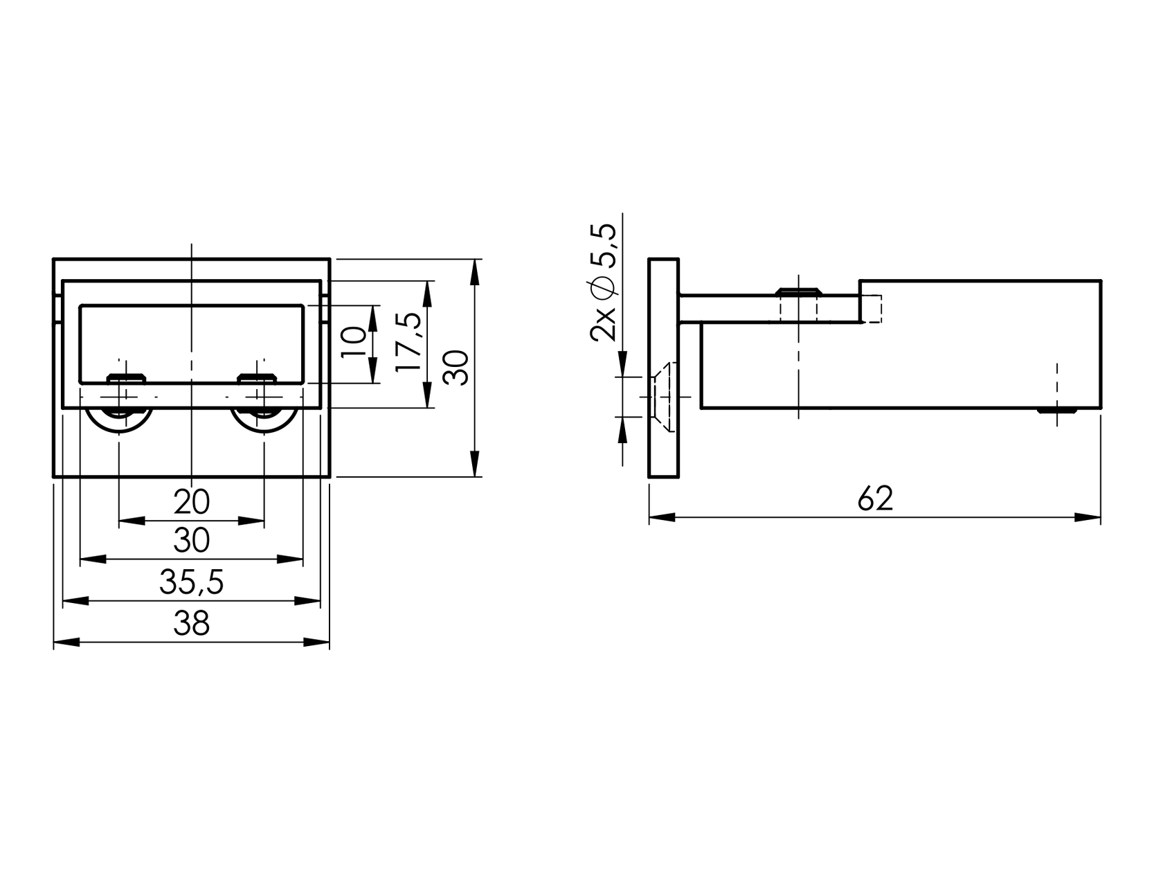Držiak stabilizátora koncový adaptívny stena