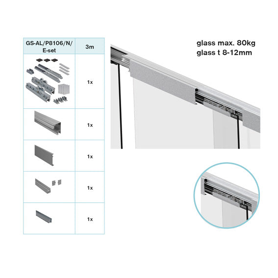 Kovanie - posuvné dvere-lišta+pevné presklenie AL