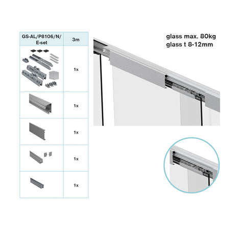 Kovanie - posuvné dvere-lišta+pevné presklenie AL