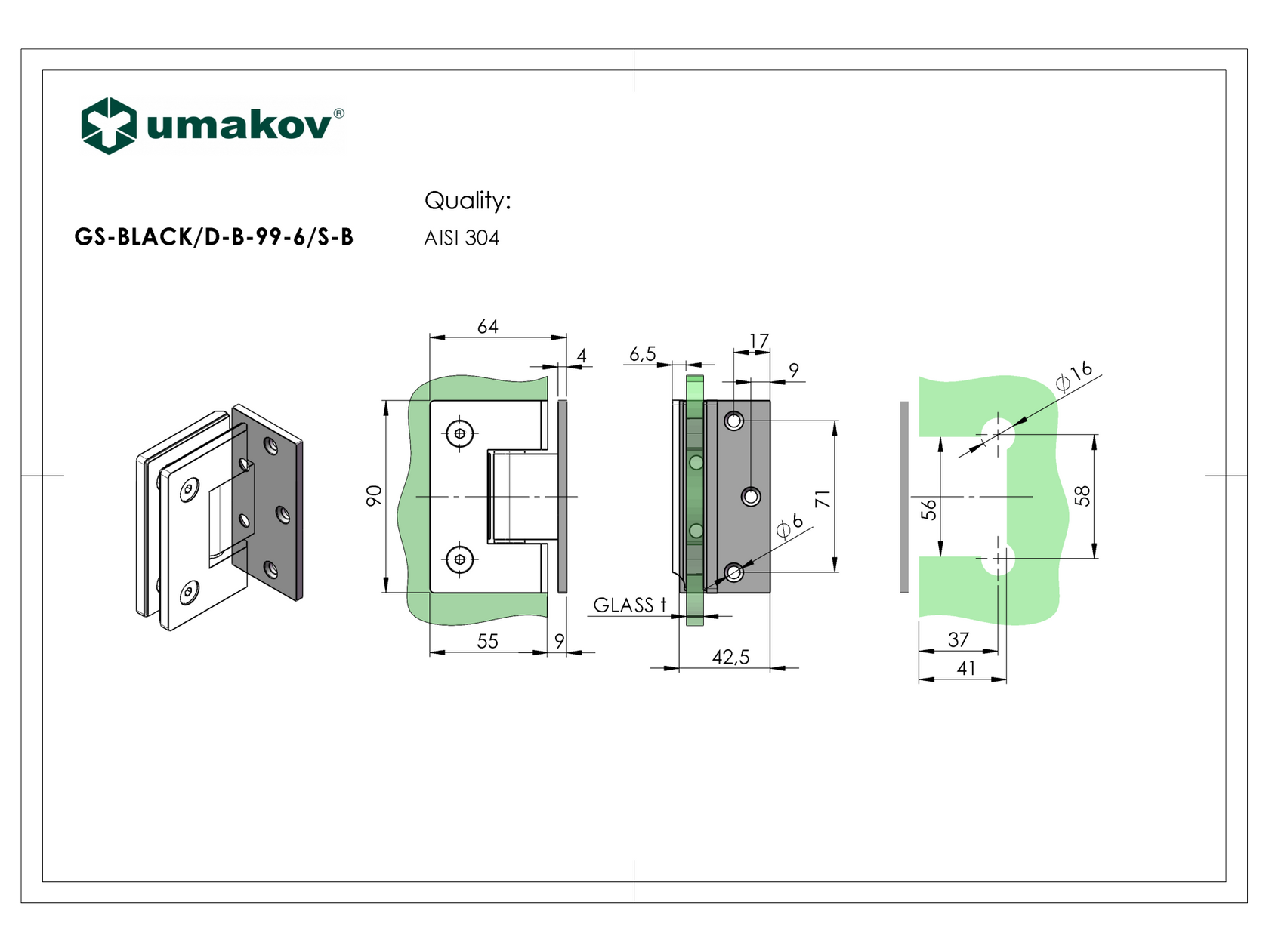 Záves pre sklenené dvere stena/sklo +/- BLACK
