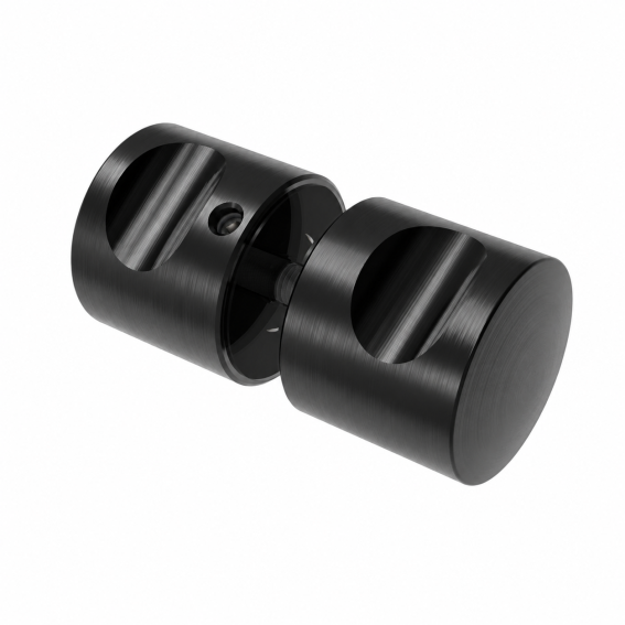 Brushed back-to-back knob AISI 304, K320, BLACK