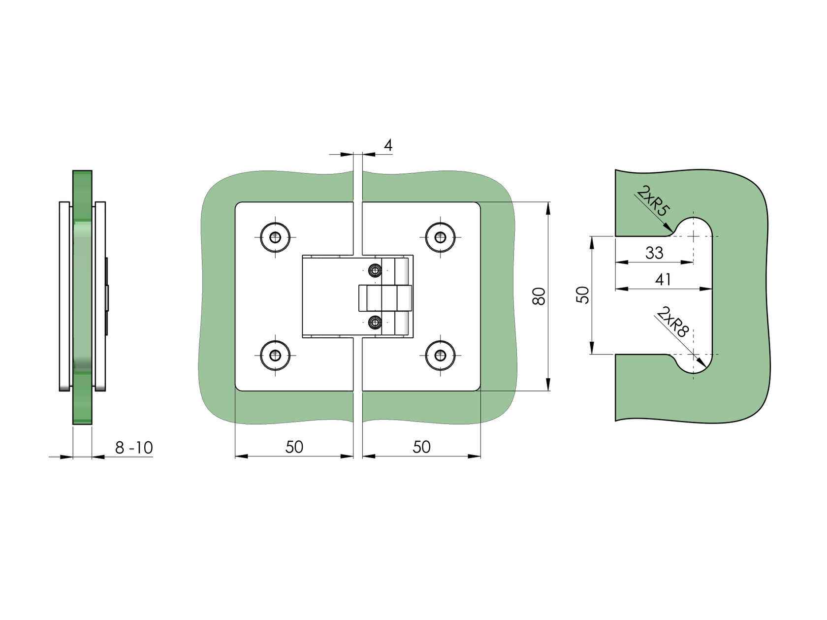 Pánt pre sklenené dvere sklo/sklo +/- 90stup flex