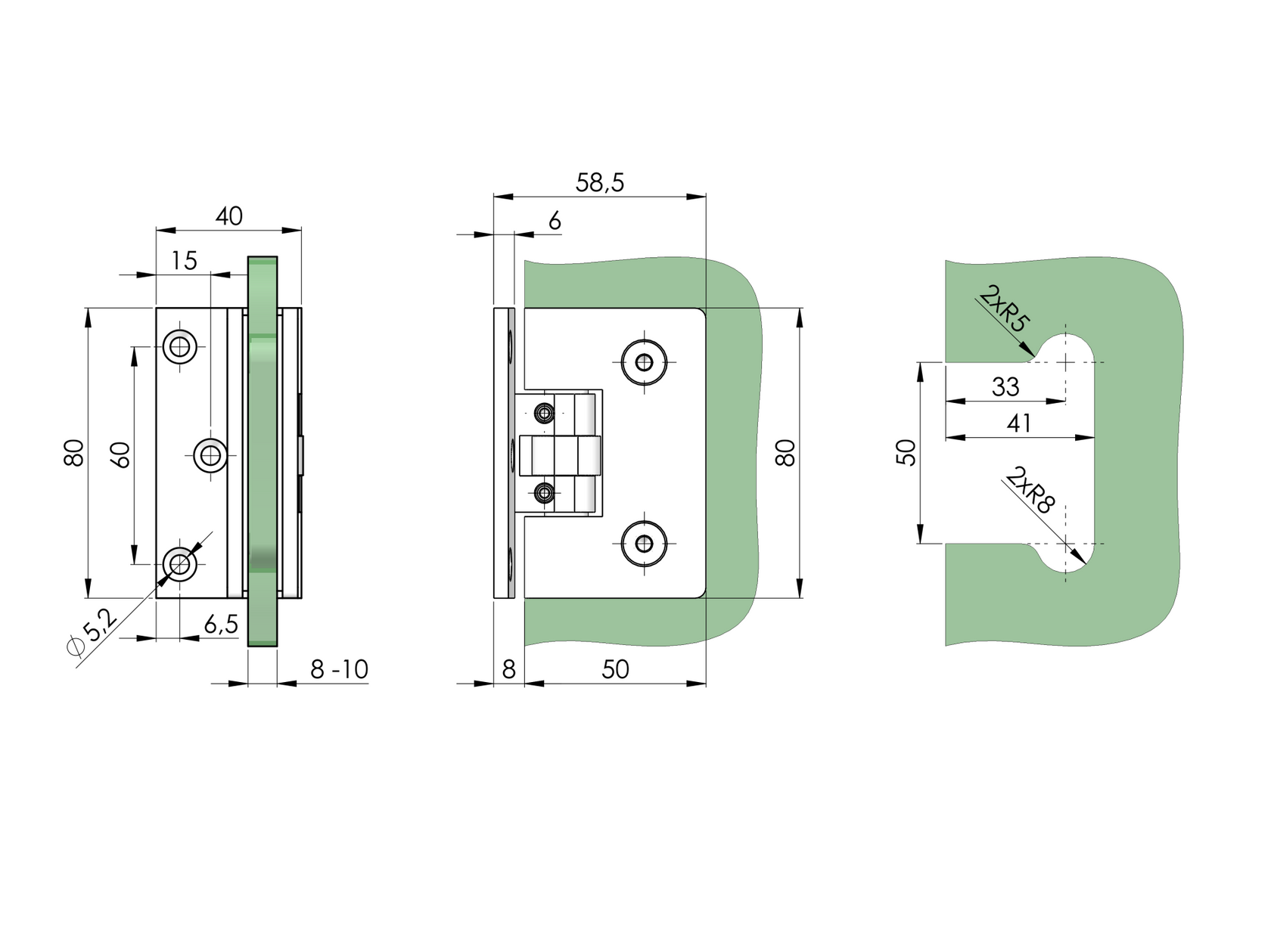 Pánt pre sklenené dvere stena/sklo flex