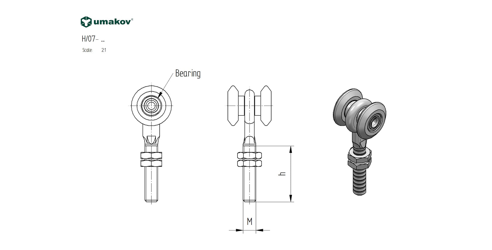 Dvojkoliesko závesné Zn, profile 42x54mm