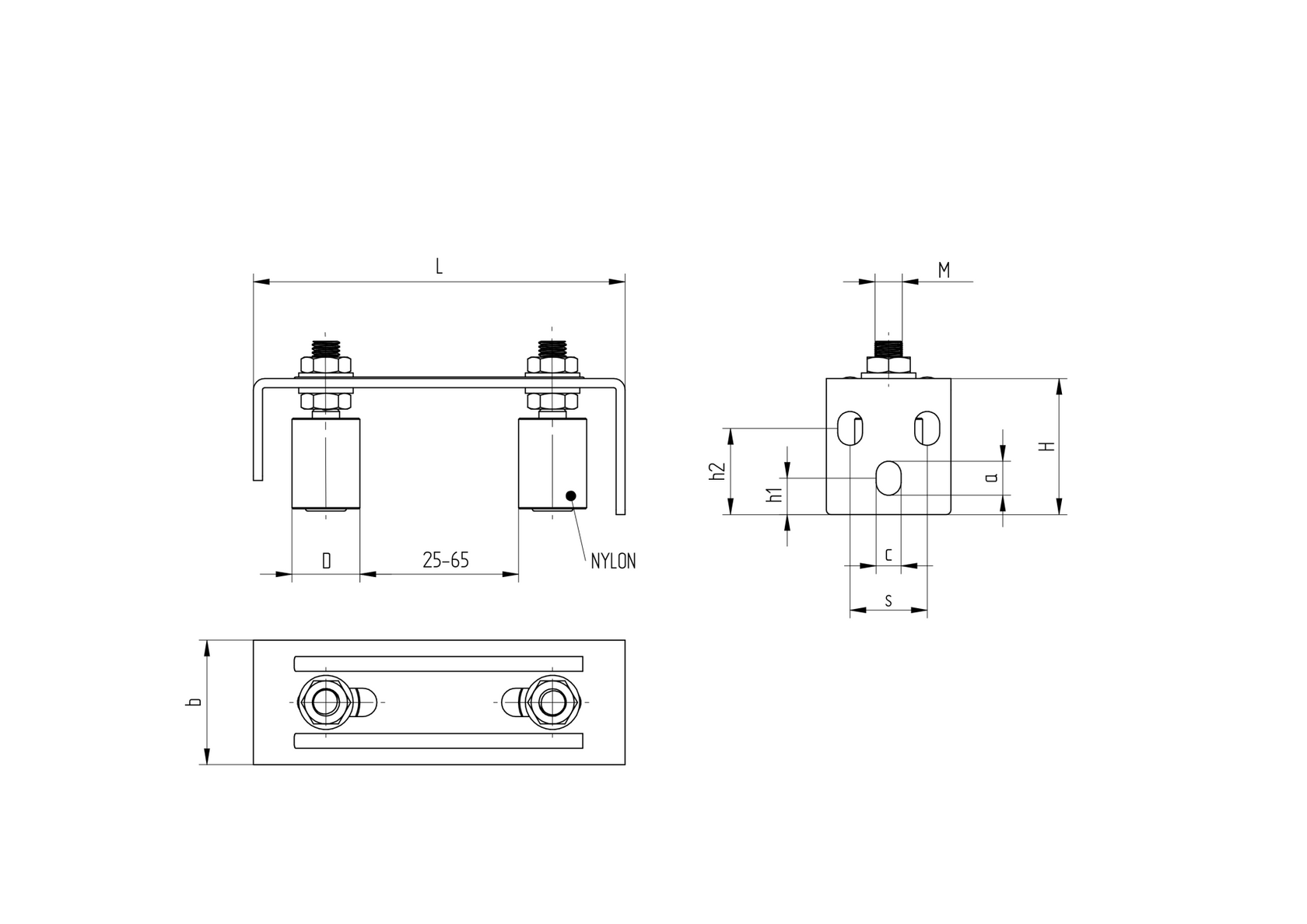 Vedenie horné 2 rolky, Zn, 145x57mm, D42