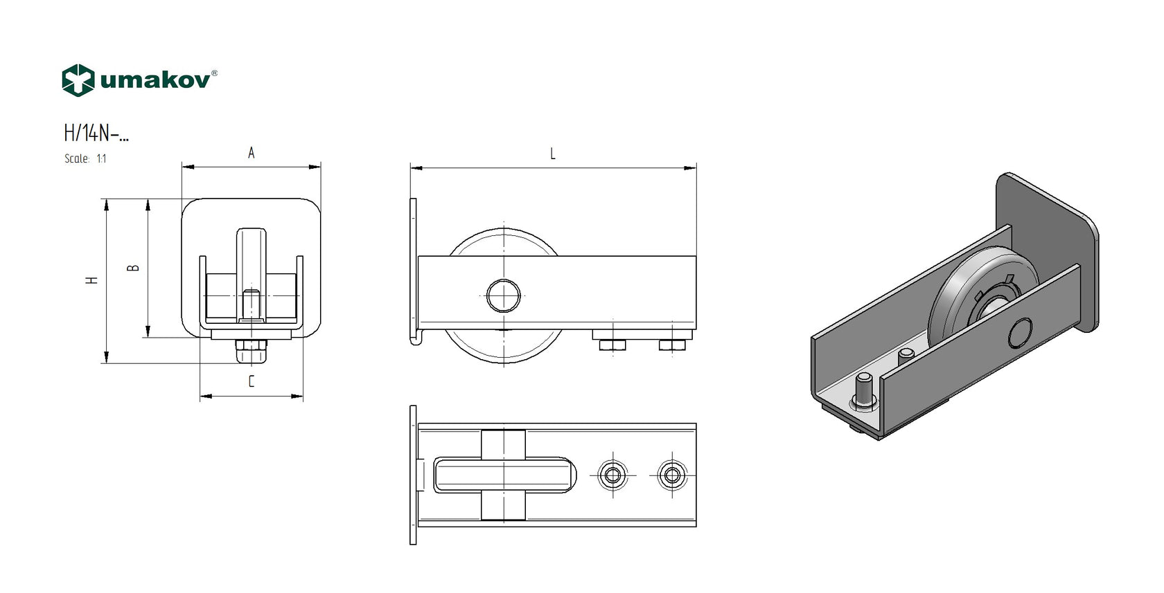 Koliesko dojazdové INOX, profil 76x76mm