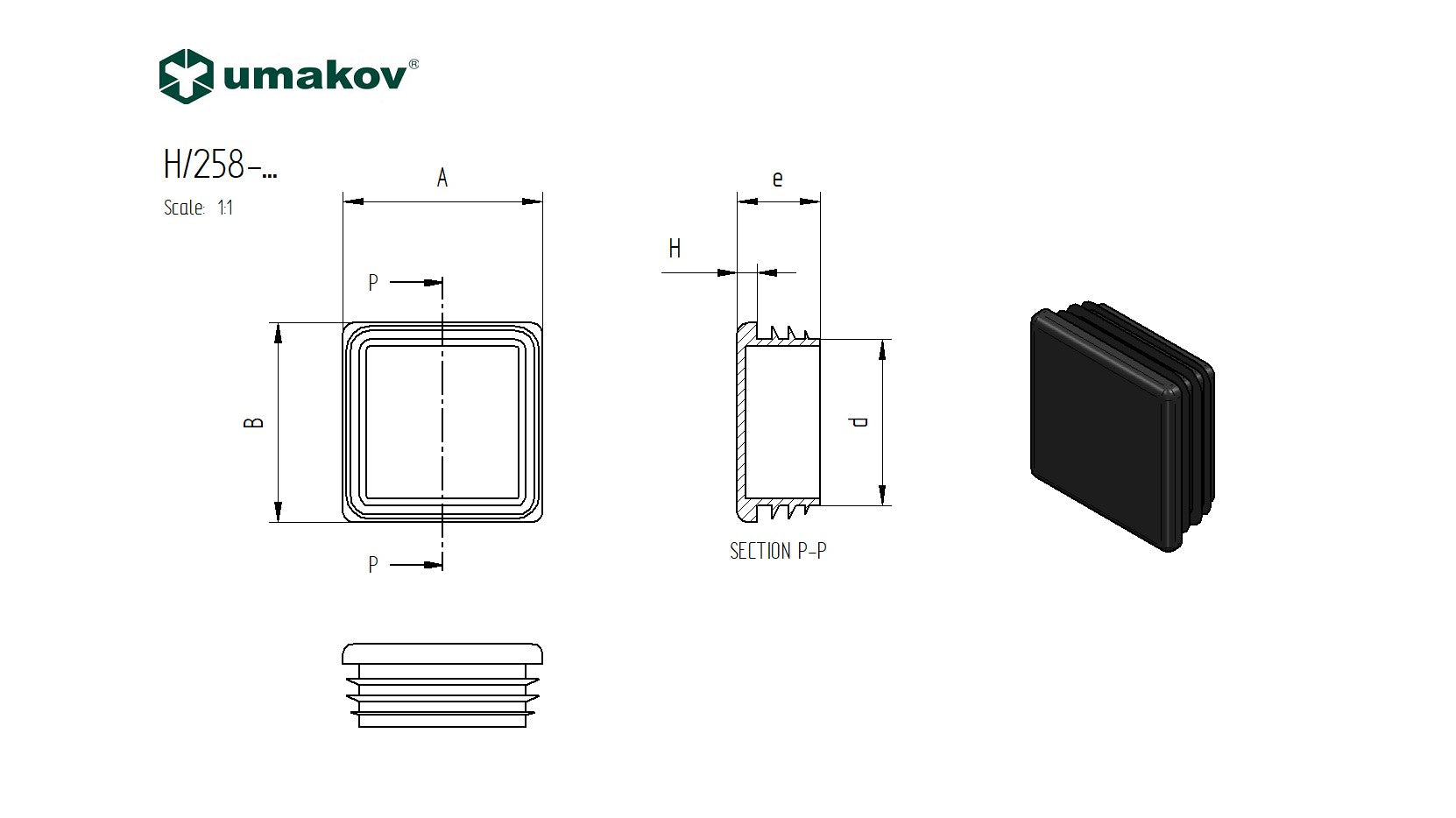 Krytka do samonosného profilu 70x70mm-PVC