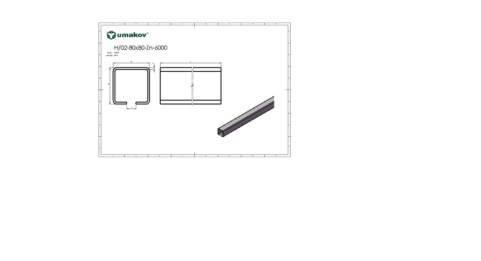 Profil vodiaci spodný, pozinkovaný Zn