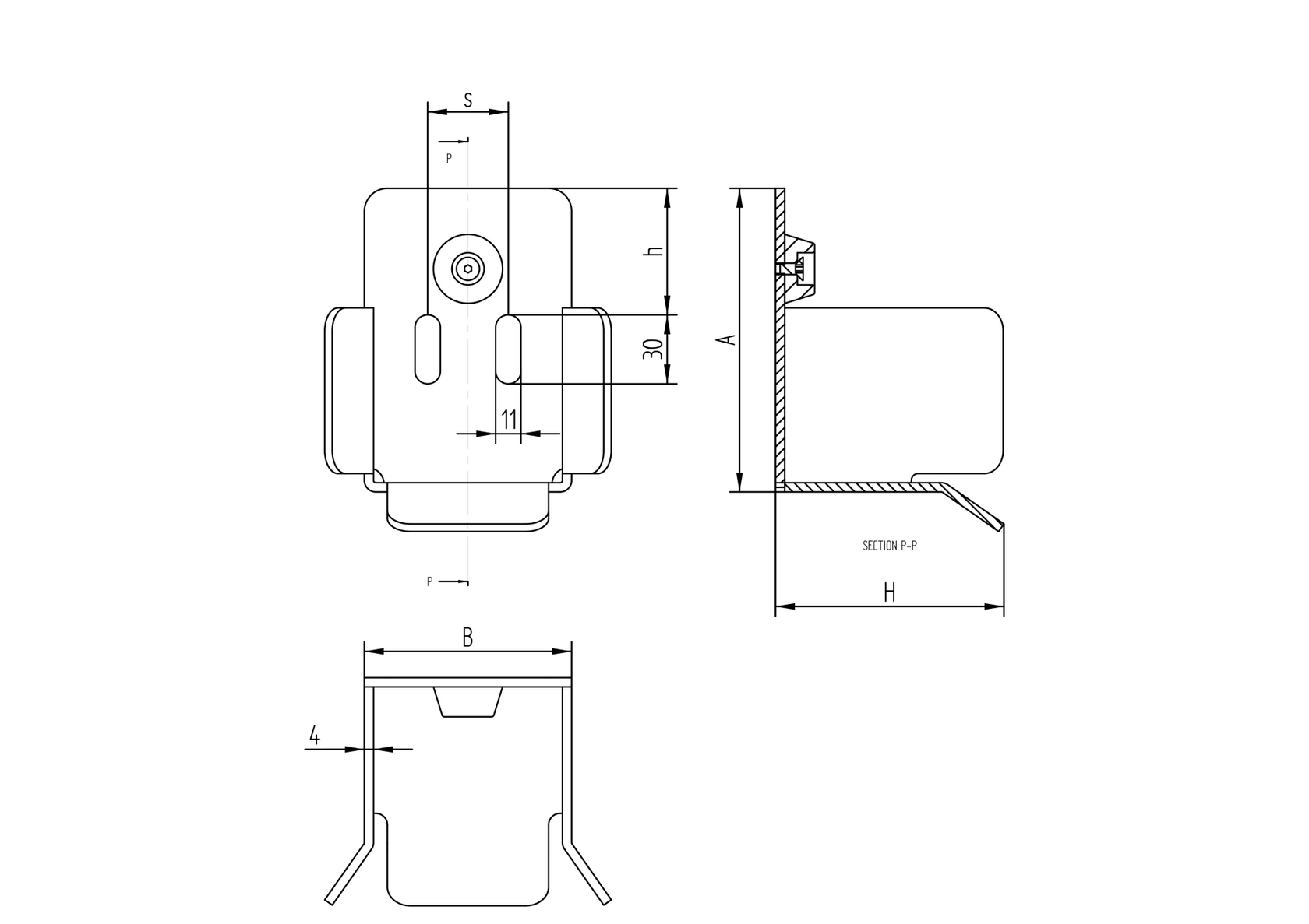 Nábeh spodný INOX, profil 76x76mm