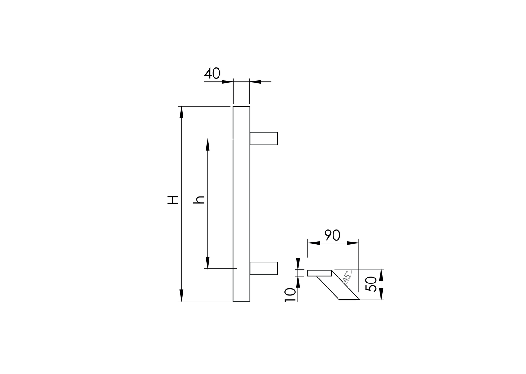 Madlo 1000mm - brusený nerez AISI316 45°