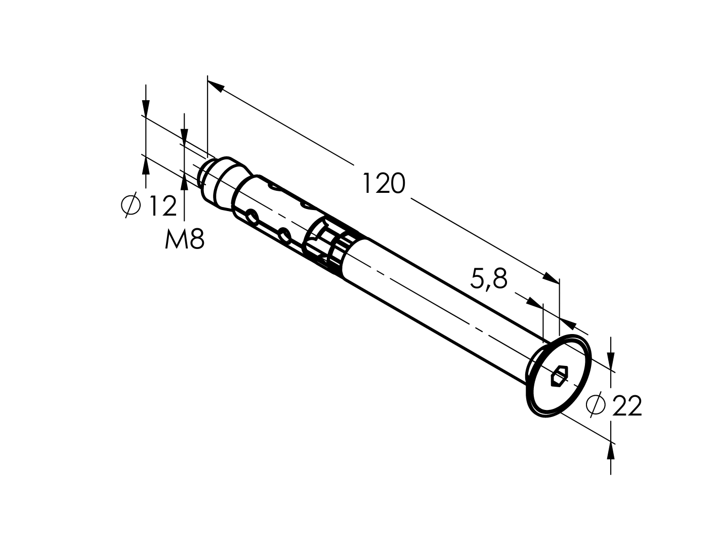Vysokovýkonná kotva so zápustnou hlavou M8