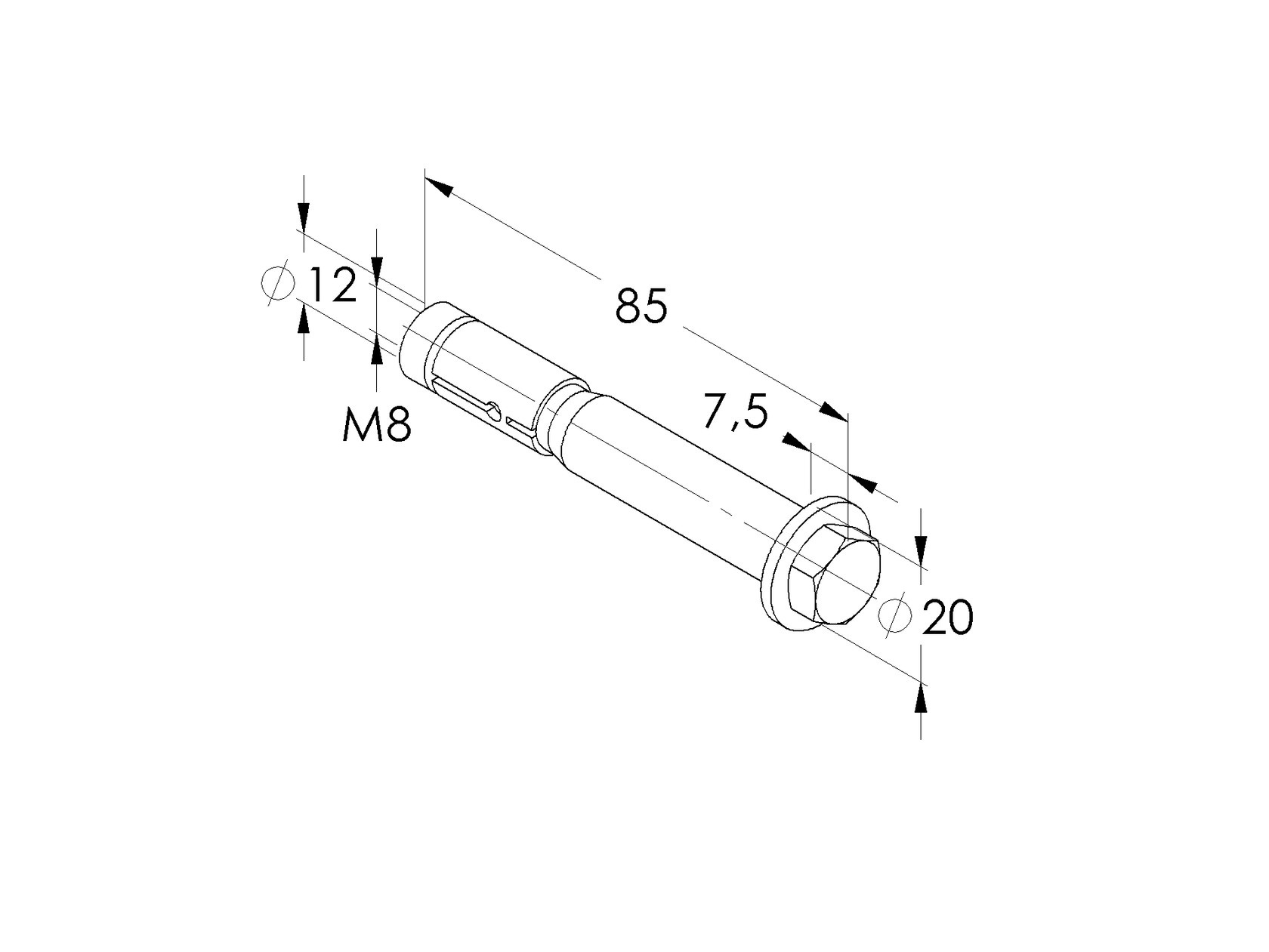 Vysokovýkonná kotva so šesťhrannou hlavou M8