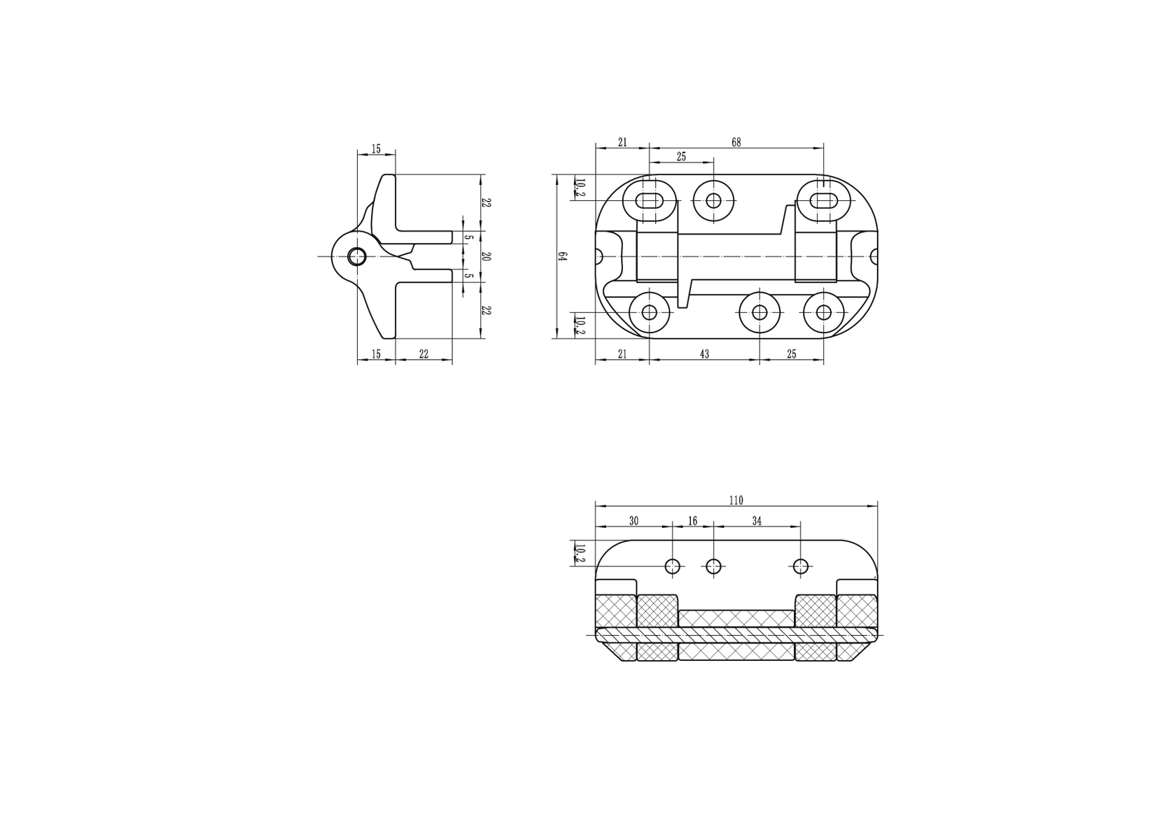 Záves na brány, bez pružiny