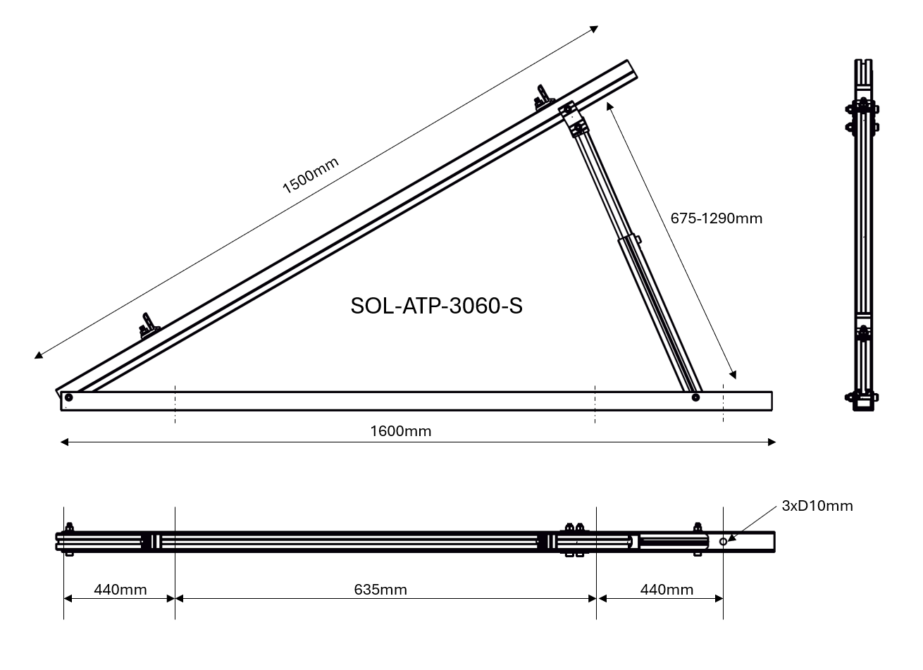 TMS 30°-60° nastaviteľný trojuholník. úchyt - set
