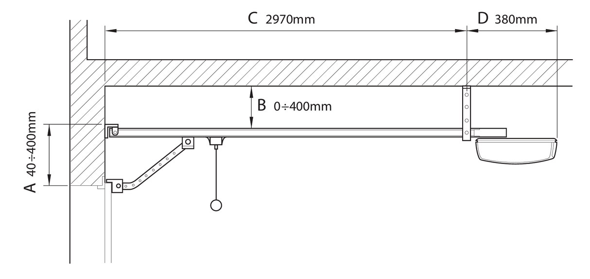 Garážový pohon SPIN bez dráhy, max 17,5m2