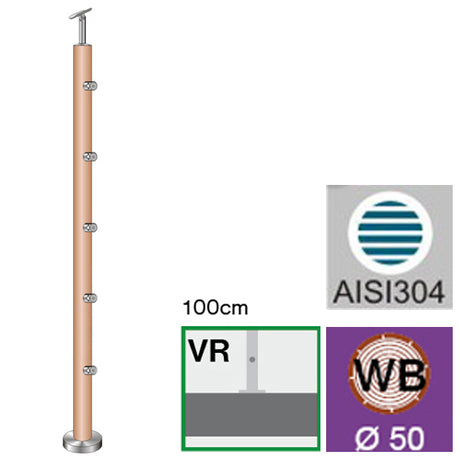Stĺpik BUK (BEECH) D50/5x12mm, H1000, VK-rovina