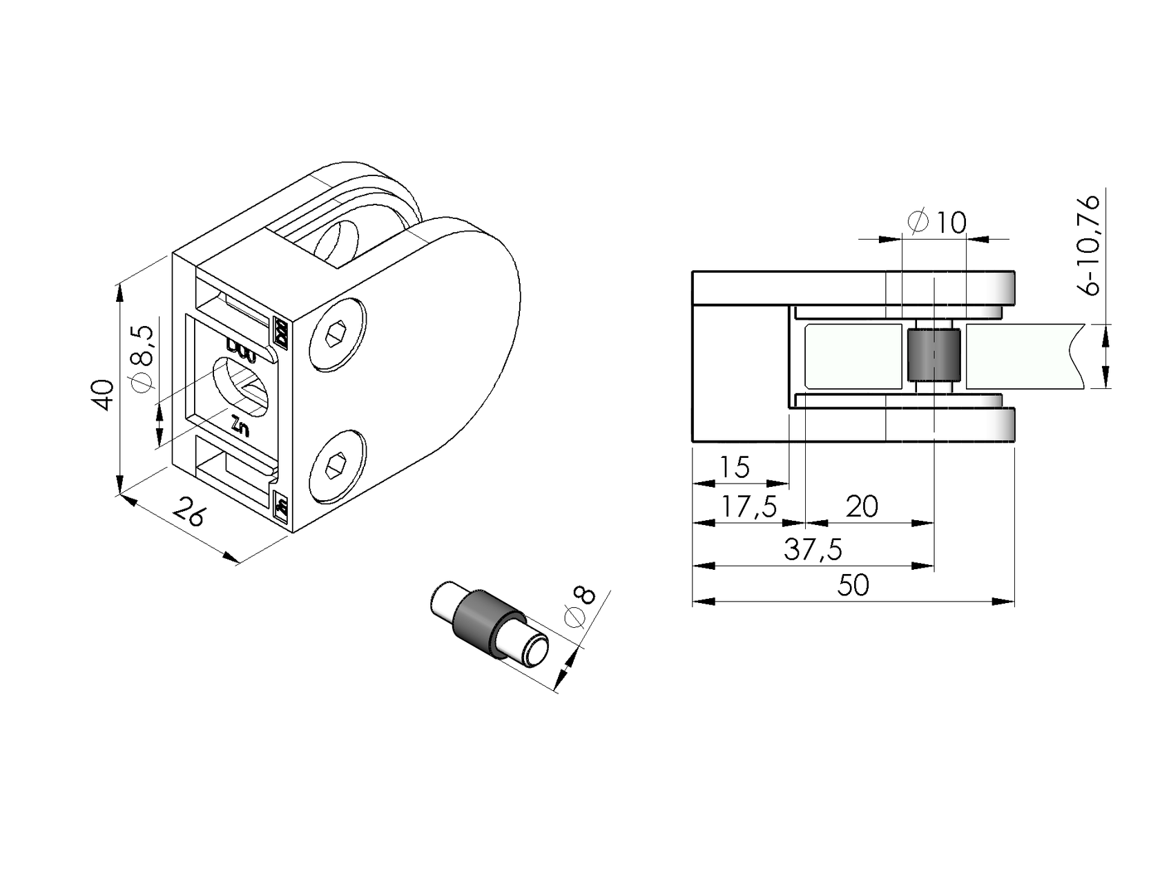 Držiak výplne skla