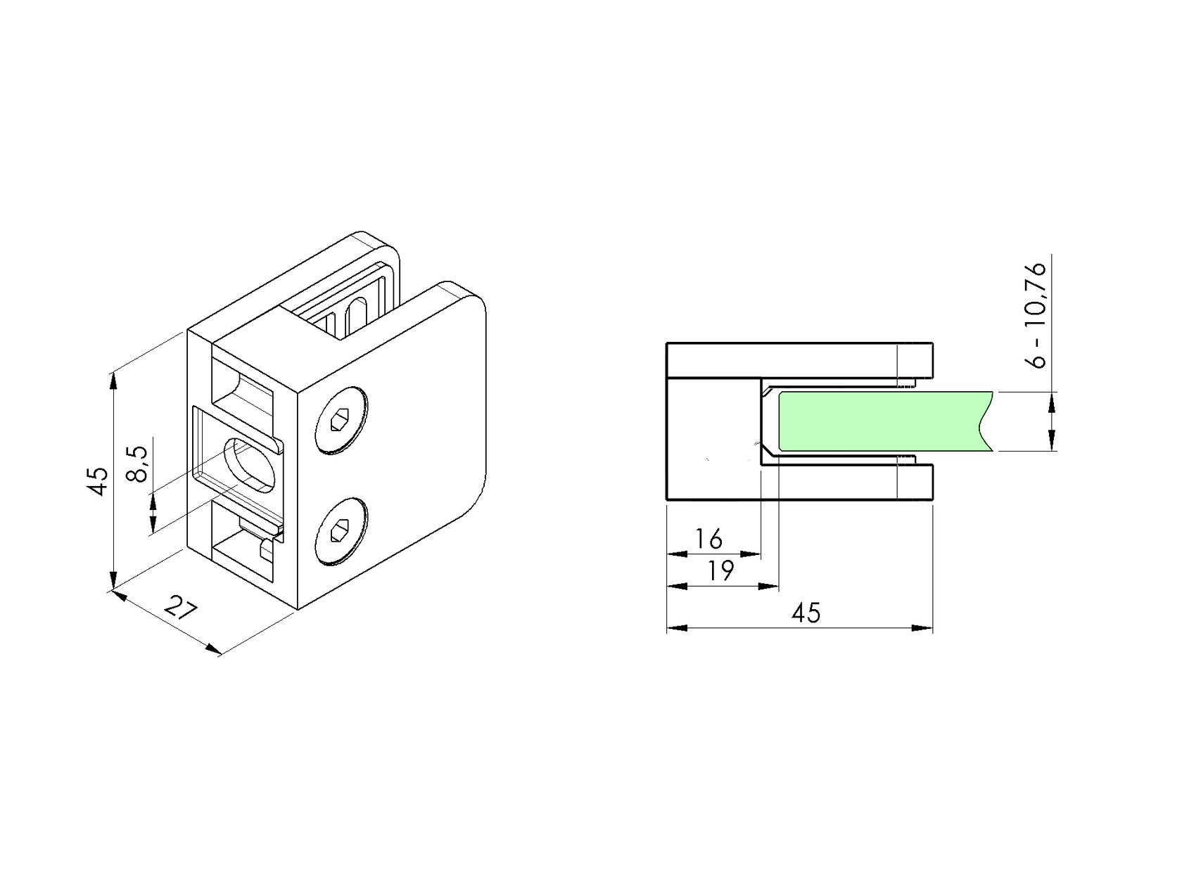 Držiak výplne skla