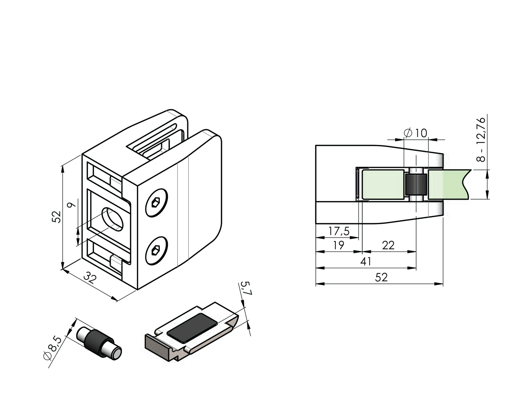 Držiak výplne skla