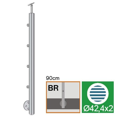 Stĺpik nerez, bočné kotvenie - rovné