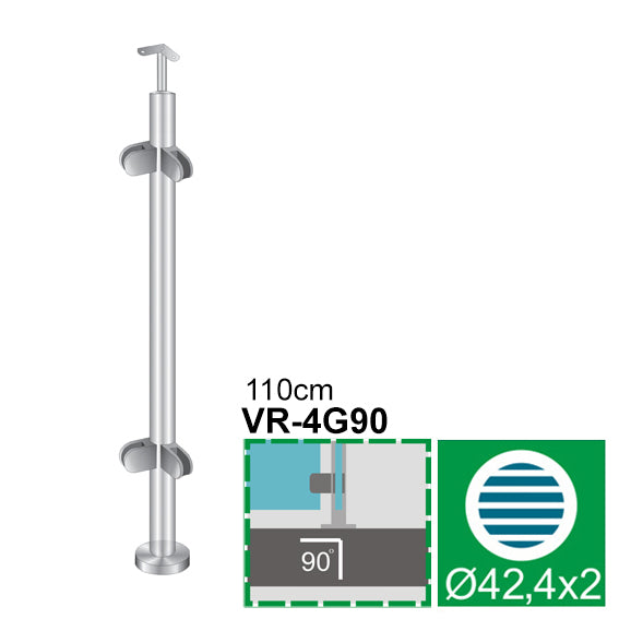Stĺpik, vrchné kotvenie - obojstranný 90° AISI304,