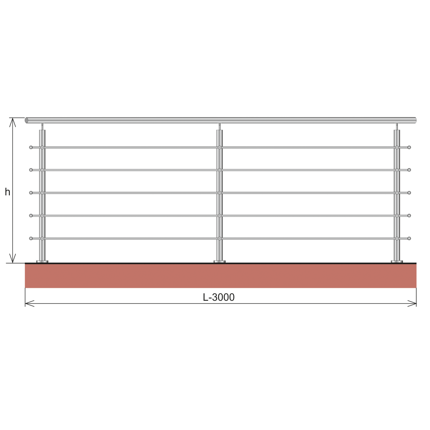 Nerezové zábradlie, AISI316, 3000x1000mm