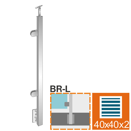 Stĺpik, bočné kotvenie - ľavý AISI304, 40x40x2/2xm