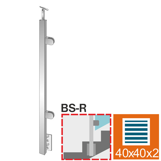 Stĺpik, bočné kotvenie - pravý - na schody AISI304