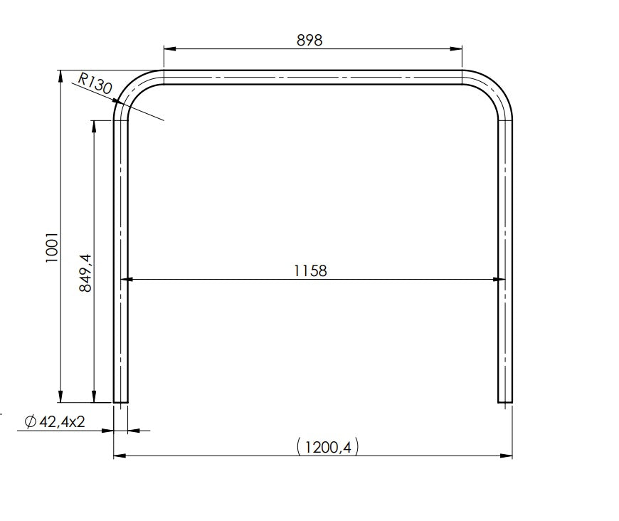 Nerezová bariéra D42x2mm