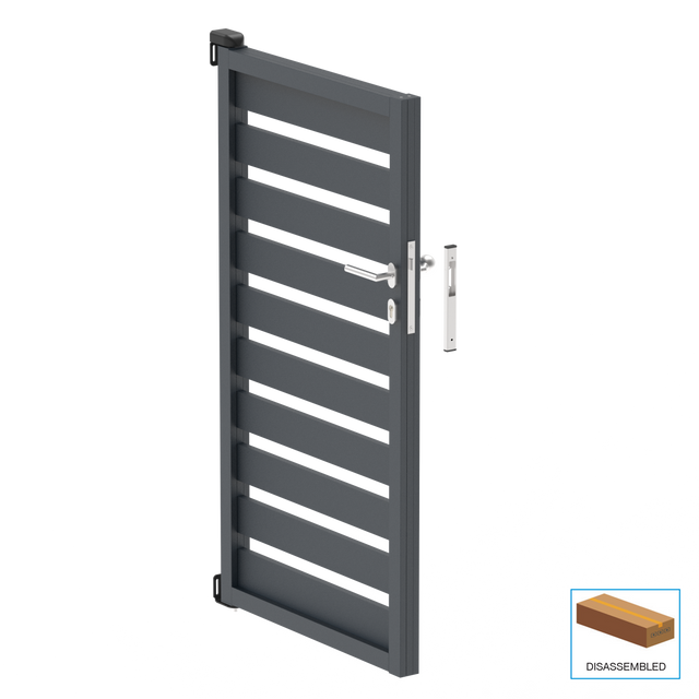 Hliníková jednokrídlová brána 1,025x1,50m s výplňou 20x100 R7016 - set