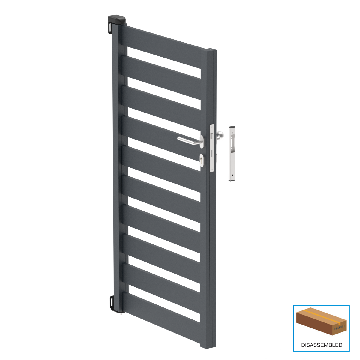 Hliníková jednokrídlová brána 1,025x1,50m s výplňou 20x100 R7016 - set