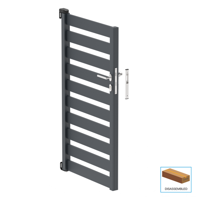 Hliníková jednokrídlová brána 1,025x1,50m s výplňou 20x100 R7016 - set