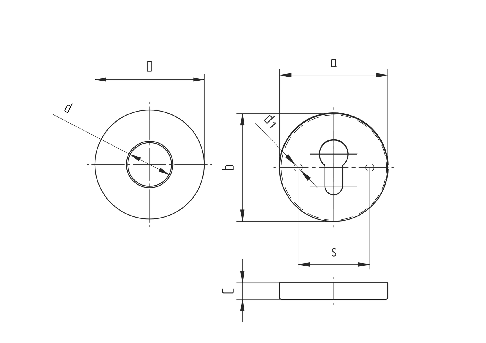 Štítok zámkový-kľučka D50, t2, d21mm