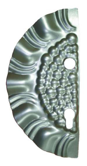 Štítok bránový zdobený ľavý 265x125, t1,2, d19, 90