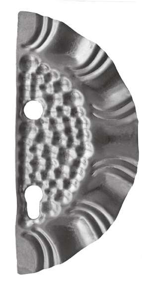 Štítok bránový zdobený pravý s otvormi 265x125, t1