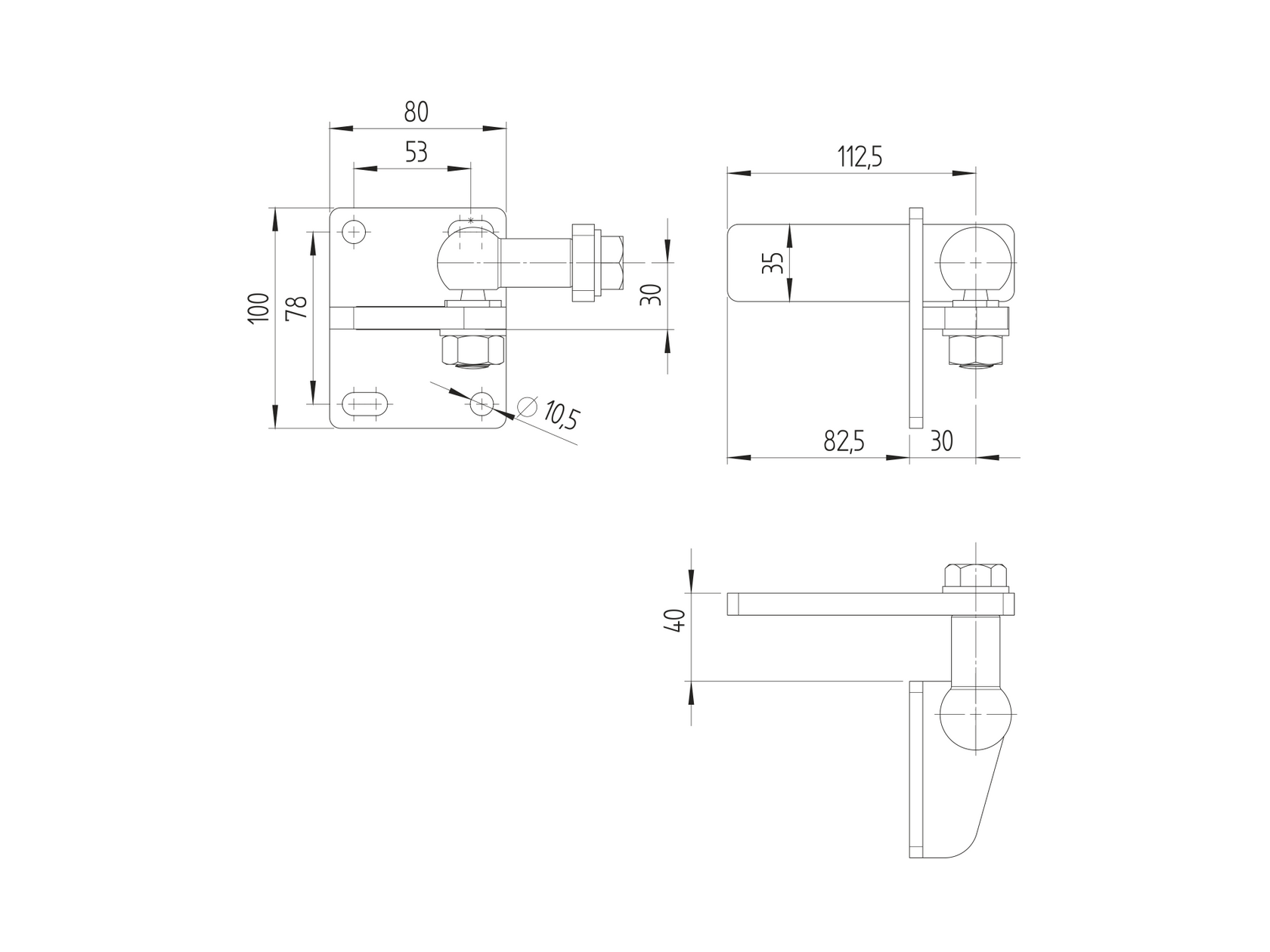 Záves mimoosový - vrchný do 120kg