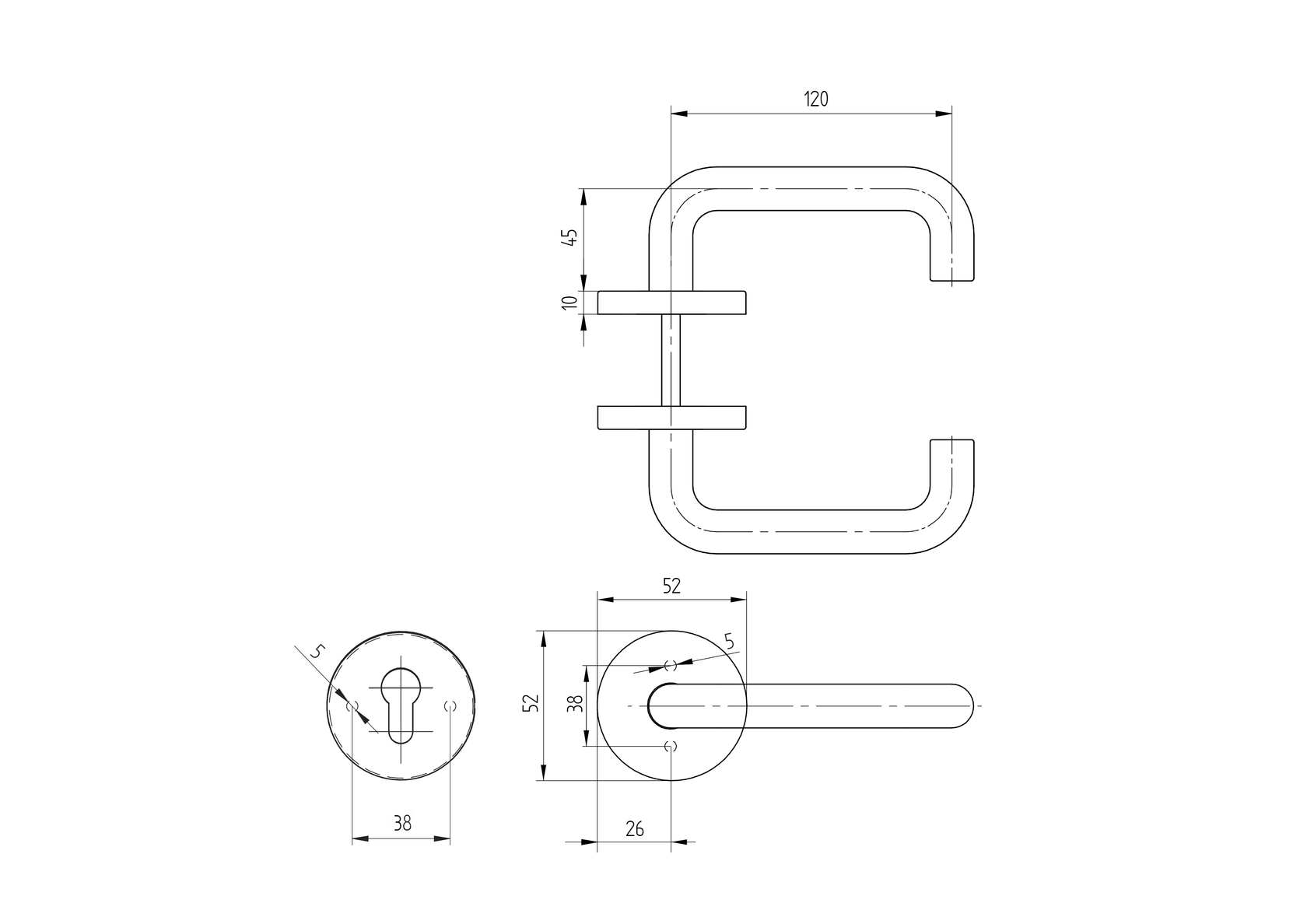 Kľučka so štítkom - pár, AISI 201, K320 BB