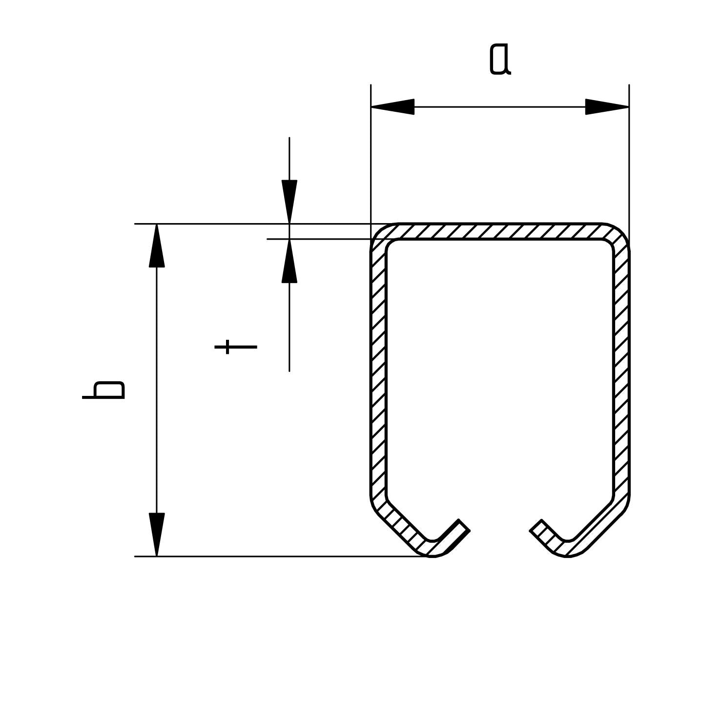Profil vodiaci závesný INOX, 42x54x2,5mm, L6m